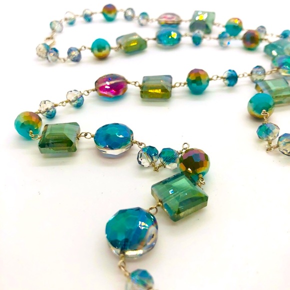 Gorgeous Vintage 925 Aurora Borealis Crystal Bead Necklace - Picture 7 of 17